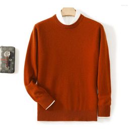 Men's Sweaters Autumn And Winter Round Neck Pullover Thickened Solid Color Pure Wool Long Sleeve Loose Knit Cashmere Sweater.