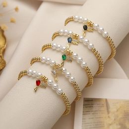 Charm Bracelets Mafisar 2023 Fashion 5 Colours Crystal CZ Zircon Bird For Women Gold Beads Chain Bracelet Adjustable