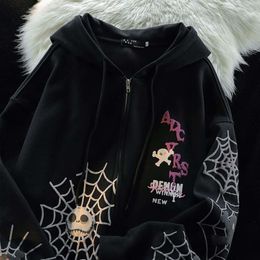 Designer Luxury 5555 Classic American High Street Spider Skull Printed Cardigan Sweatshirt Women's Ins Fashion Brand Loose Casual Couple Hoodie Coat