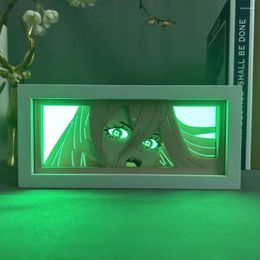 Night Lights Chainsaw Man Power For Hoom Decor Nightlight Paper Cut Shadow Box Manga Birthday Gift Lightbox Anime Led Light