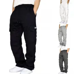 Men's Pants Mens Athletic Baggy Sweatpants Solid Colour Casual Loose Fit Open Bottom Drawstring Waist Jogger Cargo Pockets D14 22 Drops