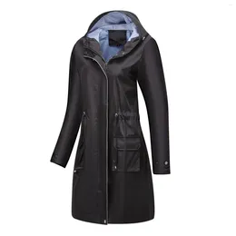 Women's Trench Coats Women Coat Rain Jacket Raincoat Hooded Lightweight Long Parkas External Clothing With Large Sizes Plus Size Outerwear