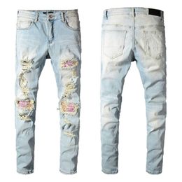 Brand New Mens Ripped Denim Pants Skinny fit Slim stretch Men's Miris Jean Trousers Patchwork Distressed Jeans size 28-40