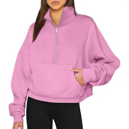 Gym Clothing Half Zip Pullover Womens Oversized Hoodies Quarter Sweatshirts 2023 Fall Outfits Winter Clothes With Pockets