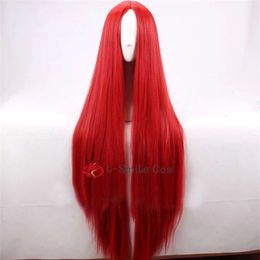 Catsuit Costumes Women Medusa 100cm Long Straight Red Anime Cosplay Christmas Sally Hair Party Wigs + Wig Cap