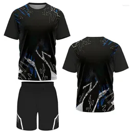 Men's Tracksuits Badminton T-shirt And Shorts Set Tennis Table Training Wear Summer Outdoor Running Sweatshirt Breathable Light