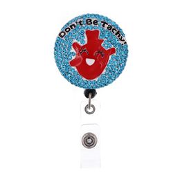 Fashion Style Key Rings Cute Medical Rhinestone Retractable ID Holder For Nurse Name Accessories Badge Reel With Alligator Clip2778