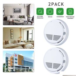 Alarm Accessories 2Pcs Smoke Detector Fire Sentry Alarm Safety 9V Battery Operated Included Drop Delivery Security Surveillance Securi Dhrbt