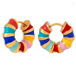 Stud Earrings Stainless Steel Colorful Oil Drop Bamboo High Quality Vintage Jewelry Women Gift Premium Feel Romantic Accessories