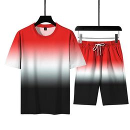 Summer Men's Tracksuits 2-piece Set Men Sports Clothing Basketball Fitness 3D Short Sleeve Shorts252k