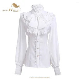 Women's Blouses SISHION Victorian Vintage Goth Button Up Shirt Women VD3620 Long Sleeve Shirts Retro Tops Black White Blouse With Lace Bow