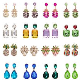 Stud JURAN Wholesale Crystal Water Drop Square Pineapple Earrings for Women Statement Rhinestone Earrings Trendy Jewelry Brincos 231026