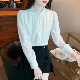 Long Sleeve Shirts Fashion Women Button Up Blouse Women Floral Office Lady Bottoming Tops Female Clothing Elegant New