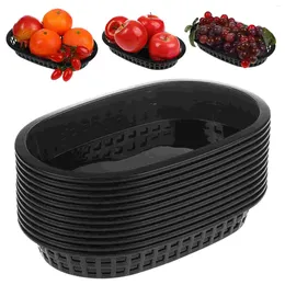Plates 12 Pcs French Fries Hamburger Basket Serving Trays Plastic Fruit Baskets Restaurants Kitchen Fast Cupcake