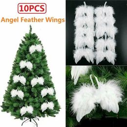 Christmas Decorations 1510PCS Angel White Feather Wing Christmas Tree Decor Hanging Ornament High Quality White Wedding Ornament for Christmas Xmas 231027