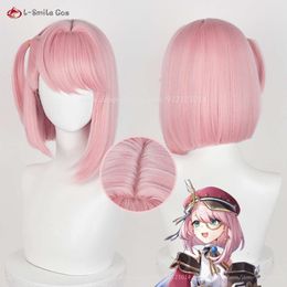 Catsuit Costumes Game Genshin Impact Fontaine Charlotte Cosplay 35cm Pink Wig Heat Resistant Synthetic Hair Role Play Anime Wigs