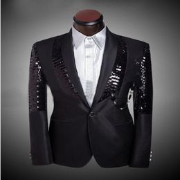 new arrival men slim fit suit mens suits with Pants Black Sequin shiny Blazer Jacket wedding tuxedos men's suits256s