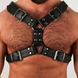 Bras Sets Fetish Men Leather Gay Sexy Suspenders Harness BDSM Sex Belts Sexual Body Bondage Straps Punk Rave CotumesBras277l