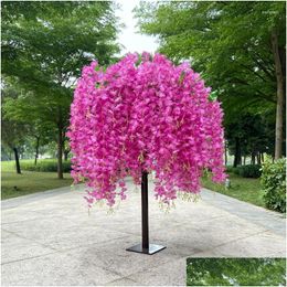 Decorative Flowers Wreaths Wisteria Tree Hanging Artificial Wedding Banquet Table Center Decoration El Family Garden Christmas Dro Dhql3