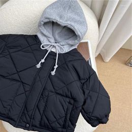 Down Coat Children Cotton Padded Coats Winter Solid Plaid Warm Boys Girls Hooded Parka 1-8Years Kids Casual Quilted Jackets