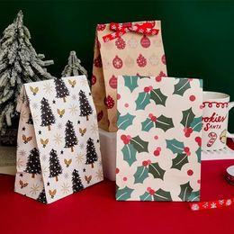 Gift Wrap 8pcs 12pcs Kraft Paper Candy Cookie Bag Santa Claus Snowman Christmas Packing Bags Xmas Navidad Party Decor Supplies 231027