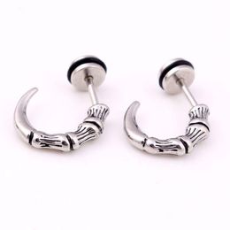 Stud High Quality Titanium Steel Earrings Punk Gothic Eagle Claw Earring Vintage Horn Cone Ear Body Piercing Jewellery Wholesale Drop De Dhrv1