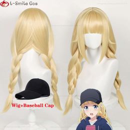 Catsuit Costumes Anime Paripi Koumei Tsukimi Eiko Cosplay 65cm Long Golden Yellow Bold Twist Braids Hair Heat Resistant Party Wigs + Wig Cap