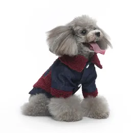 Clothes for Pets Dog Winter Clothes Dog Clothes Winter Warm Winter Dog Costume Dog Hoodies for Dogs Jean Jacket Denim Outfit Pet Costume Com Red