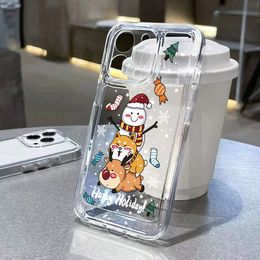 Cell Phone Cases Cute Cartoon Santa Claus Elk Snowman Christmas Transparent Phone Case iPhone 14 Pro Max 13 Mini XS Max XR 7 8 Plus 14 Soft Cover 231026