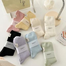 Women Socks Women's Long Summer Candy Color Crew Japanese Cotton Breathable Fresh Colorful Middle Tube Kawaii Girls