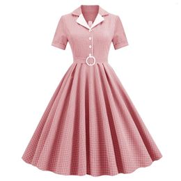 Casual Dresses Elegant Fashion Notched Ladies Office Dress 2023 Robe Pinup Polka Dot Print Vintage Sleeveless Summer For Women
