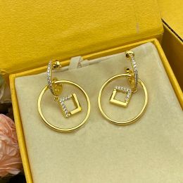 Luxury Gold Hoop Earrings Fashion Designer Earrings For Women F Hoops Classic Double Letter Studs Party Jewelry Wedding earings With Box