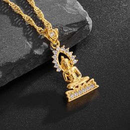 Pendant Necklaces Classic Style Maitreya Buddha Inlaid With Exquisite Zircon Necklace Religious Fashion Amulet For Men And Women