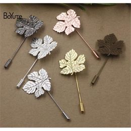 BoYuTe 20Pcs 5 Colours Plated Vintage Style 29 32MM Maple Leaf Base Brooch Pins Diy Jewellery Accessary302H