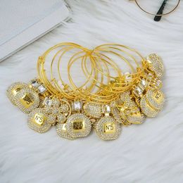 Bangle 10pcs mixed 65mm Alloy Bangle with Rhinestone Charms on Sale 231027