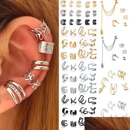 Ear Cuff Sier Clip Earrings For Women Men Ear Cuff Non-Piercing Set Drop Delivery Jewellery Earrings Dhgarden Otsz4