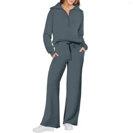 Women's Pants Sportswear Suit Fall Oversized Half-Zip Sweatshirts Wide Leg Sweatpants Loose Long Sleeve Hoodies Joggers Outfits