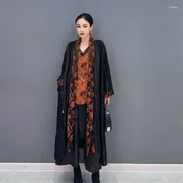 Women's Trench Coats Autumn Tops Set Female Long Style Thin Coat Sleeveless Tanks Top Casual Clothing Conjunto De Blusas Para Mujer