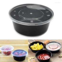 Disposable Dinnerware 10Pcs Plastic Lunch Soup Bowl Container Storage Box With Lids