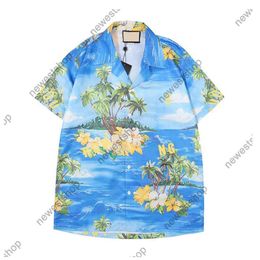 2022 Europe mens shirts paris designer luxury men tree print Casual Shirt Cool Hip hop Short Sleeve letter Printing Designers Tee251G