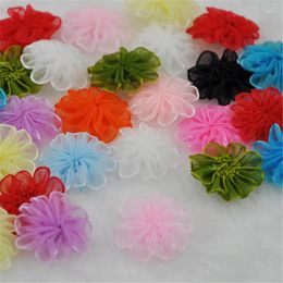 Decorative Flowers 40pcs Upick Organza Ribbon Flower Wedding Deco Appliques Sew Craft B033