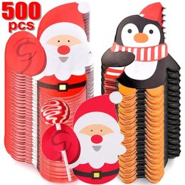 Other Event Party Supplies Christmas Lollipop Paper Cards Santa Claus Snowman Candy Holder Festival Kids Birthday Wrapped Decoration 231027