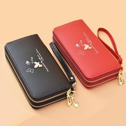 Wallets Double Zipper Butterfly Fashion Lady Wristlet Handbags Long Money Bag Coin Purse Card ID Holder Clutch Woman Wallet