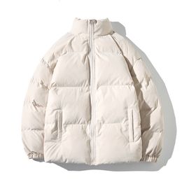 Men's Down Parkas Warm Men Solid Winter Jacket Parka Standing Collar Puffer Thick Black Korean Fashion Bubble Coat Plus Size 231026
