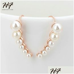 Stud Special Peas Shaped Ear Cuff Earrings For Women Rose White Gold Color Imitation Pearl Fashion Jewelry Xmas Gift E499 E5 Dhgarden Ottlc