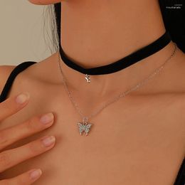 Chains Double Layer Butterfly Necklace Chain Women's Summer 2023 Light Luxury Wild Collarbone Simple Niche Design