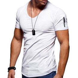 Mens Soft Solid Colour Tee Shirt Men Fitness Casual For Male Short Sleeve T-shirt Summer V Neck Fitness Slim Mens Clothing313Z