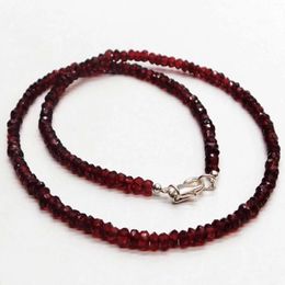 Pendants 4mm Natural FACETED Ruby Garnet Gemstone Beads Necklace Taseel Inspiration Chain Chakra Elegant Wristband Gift Chic