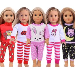 Dolls 15 Styles Pyjamas Nightgown Cute Pattern Fit 18 Inch American Doll 43Cm BornFor Generation Accessories Girl's Toy 231027