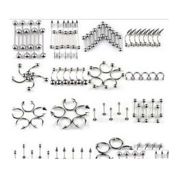 316L Stainless Steel Navel Tongue Lip Nails Nose Screws Nipple Ear Eyebrow Rings & Studs Multipurpose Body Piercing Jewellery Mixed 287A